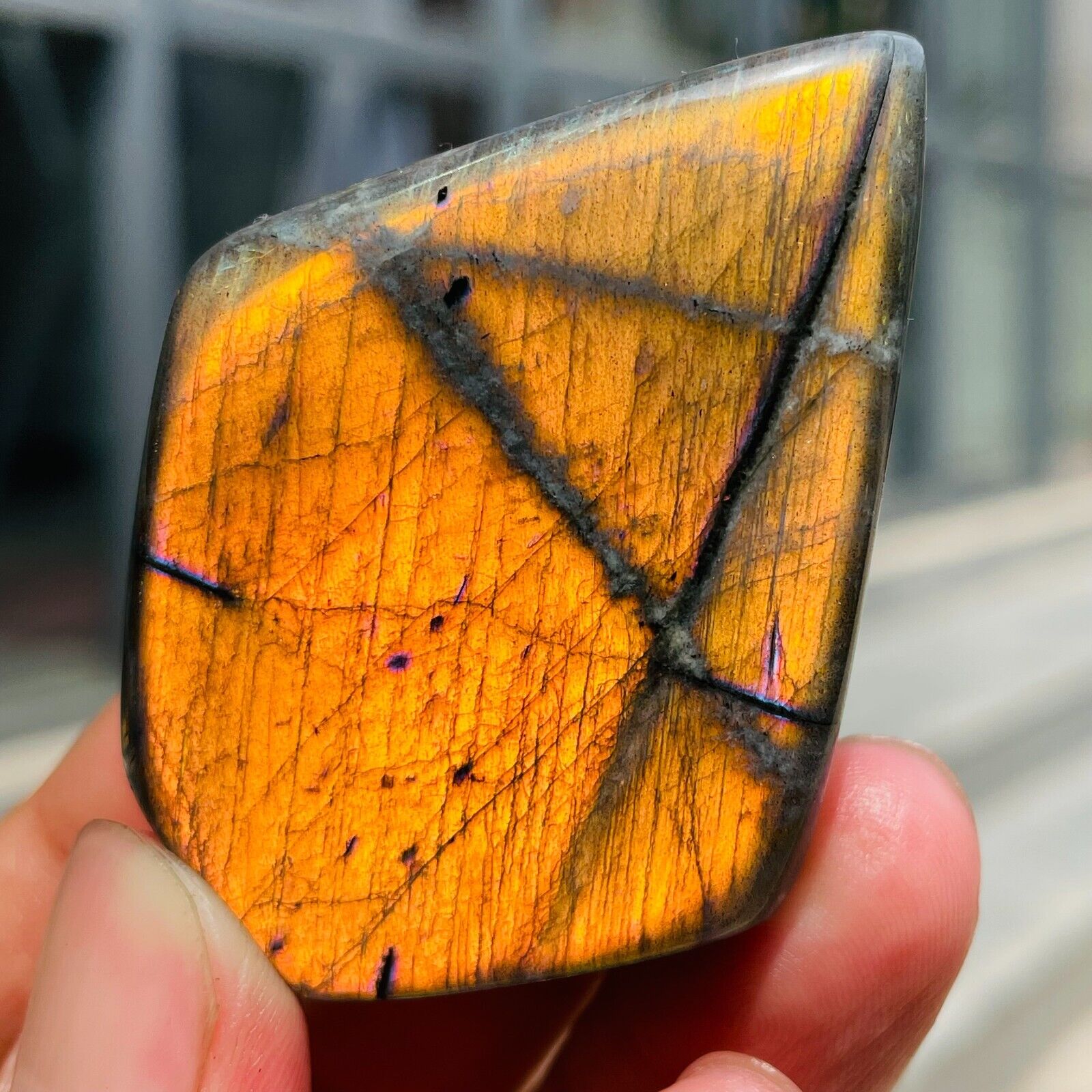 67g Rare Amazing Orange Yellow Labradorite Quartz Crystal Specimen Healing