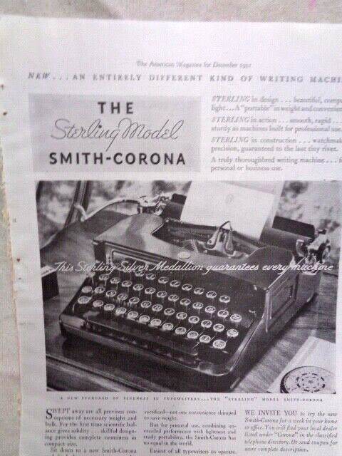 1931 Smith Corona Typewiter ad STERLING MODEL print ad OLD