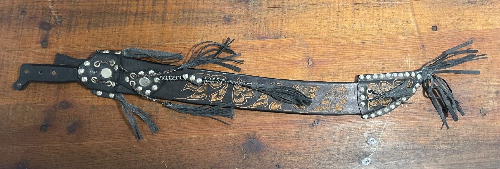 24” Machete with Decorated Leather Sheath from Guatamala - 1990’s