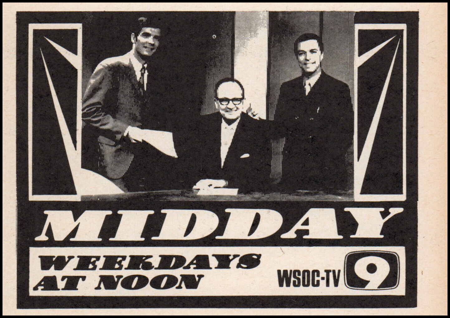 1969 WSOC-TV 9 Midday News Charlotte NC weekdays at noon tv guide promo ad  TV8