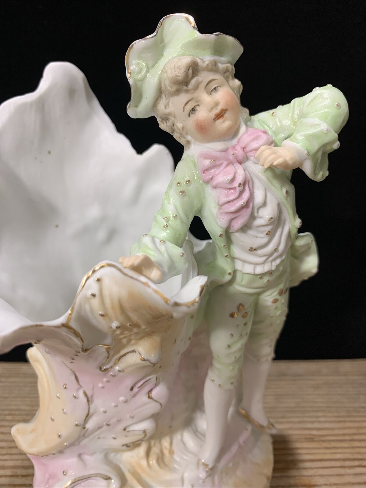 Victorian Boy Figure Figurine Bisque Porcelain Vintage Antique Vase