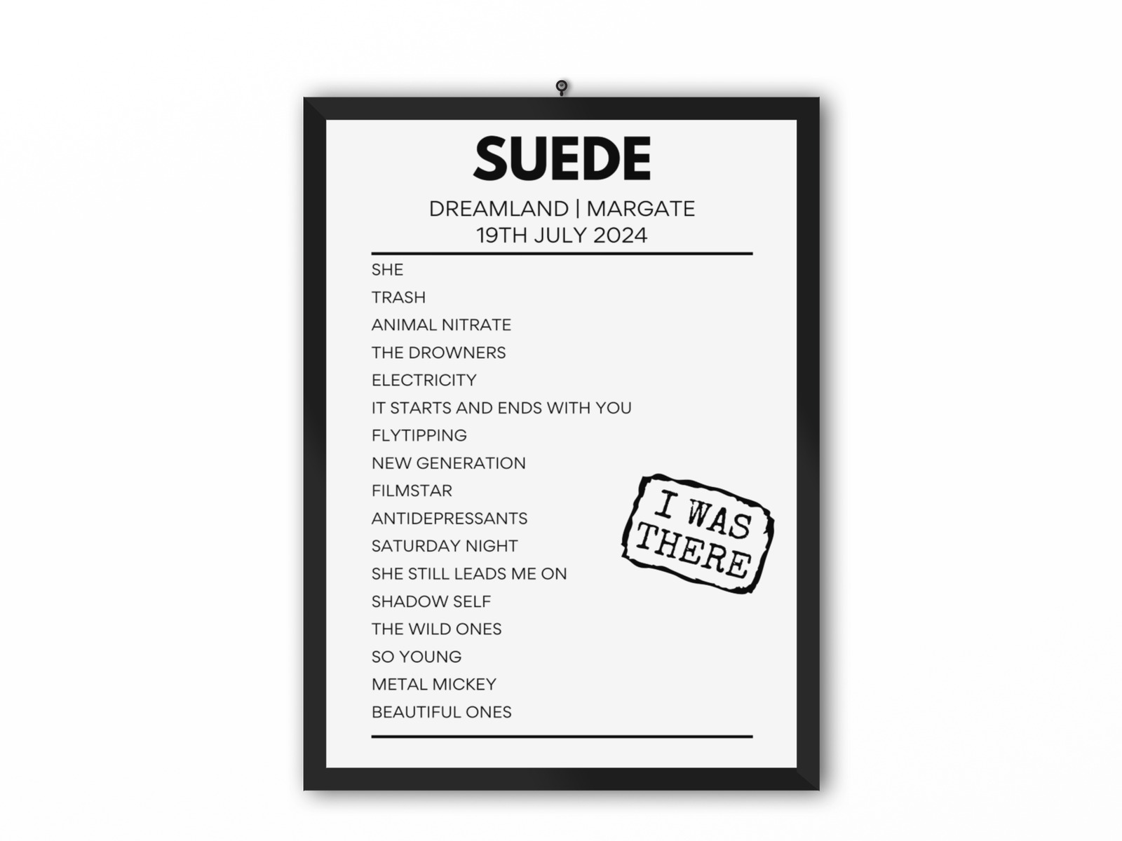 Suede Dreamland Margate July 2024 Setlist Poster