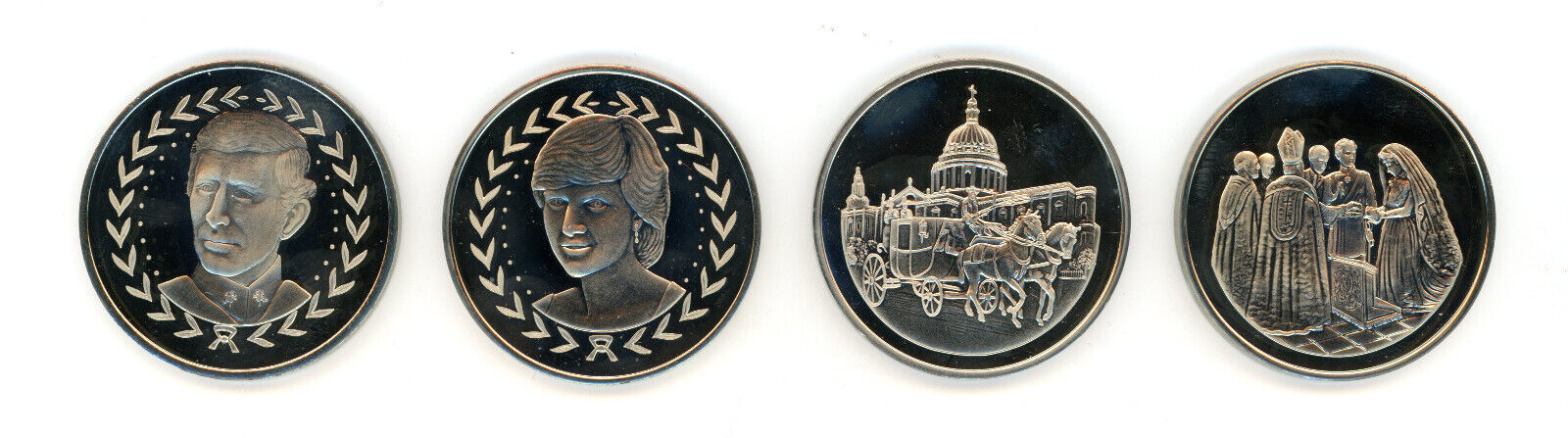 Set of 4 1981 Charles & Diane Prooflike Wedding Medals