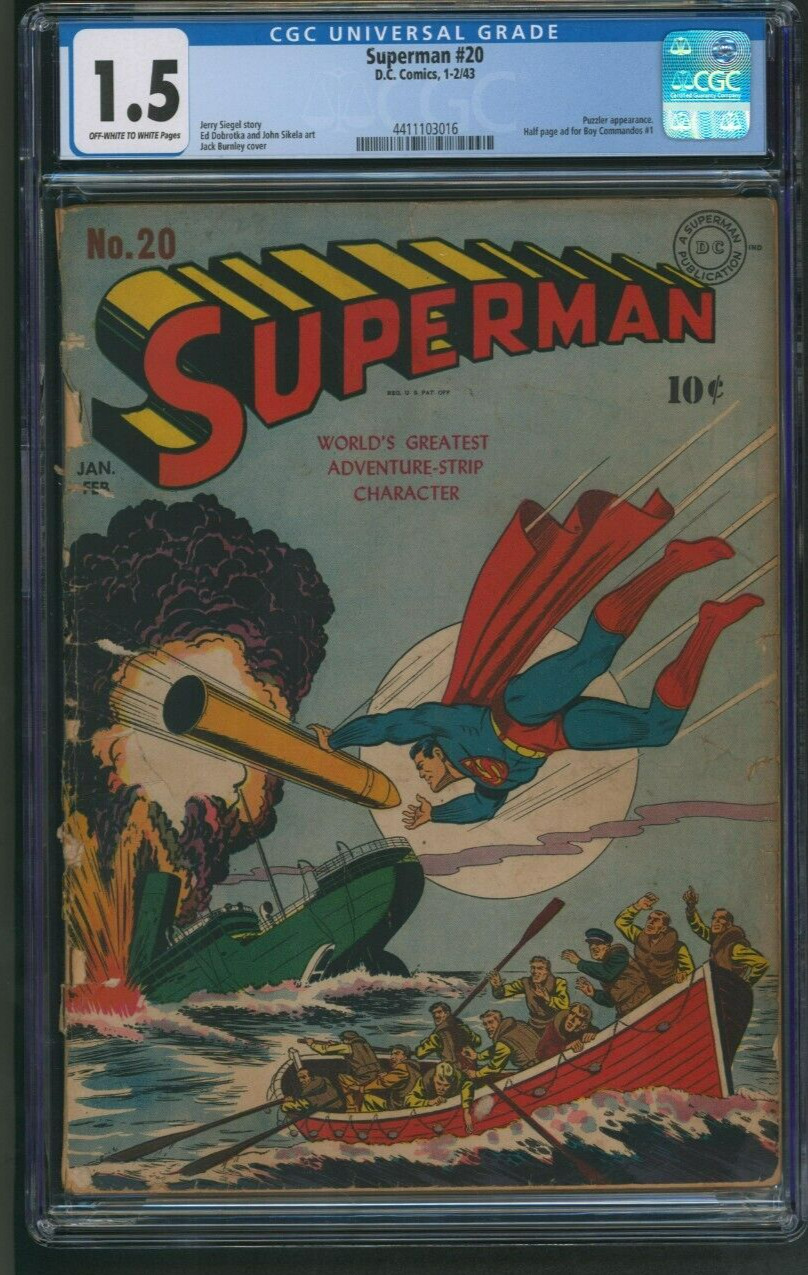 Superman #20 CGC 1.5 DC Comics 1943 Classic War Cover Hitler Appearance