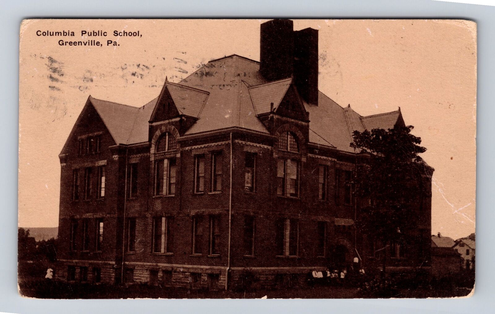 Greenville PA-Pennsylvania, Columbia Public School, Vintage c1911 Postcard