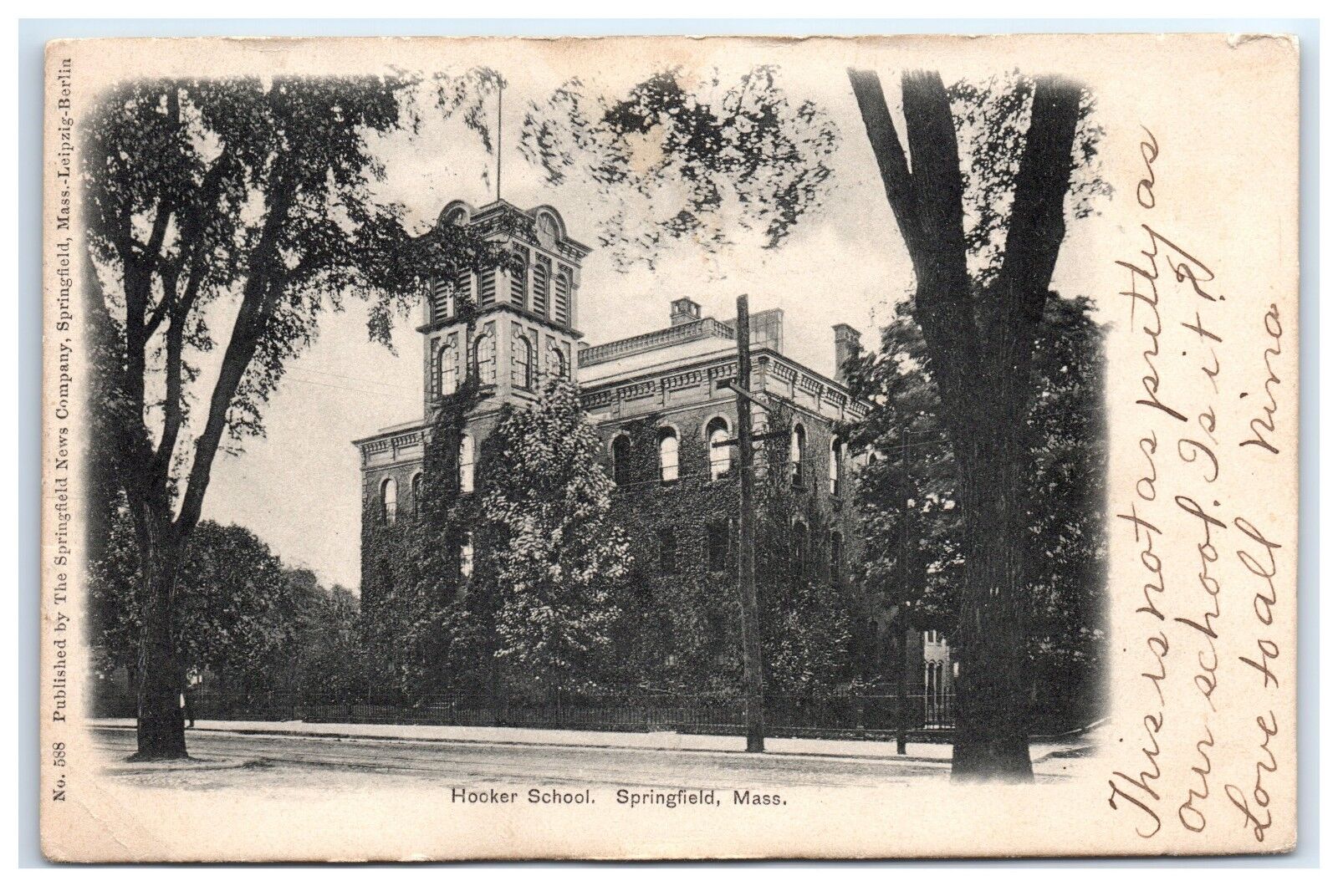 Postcard Hooker School, Springfield, MA 1905 B1