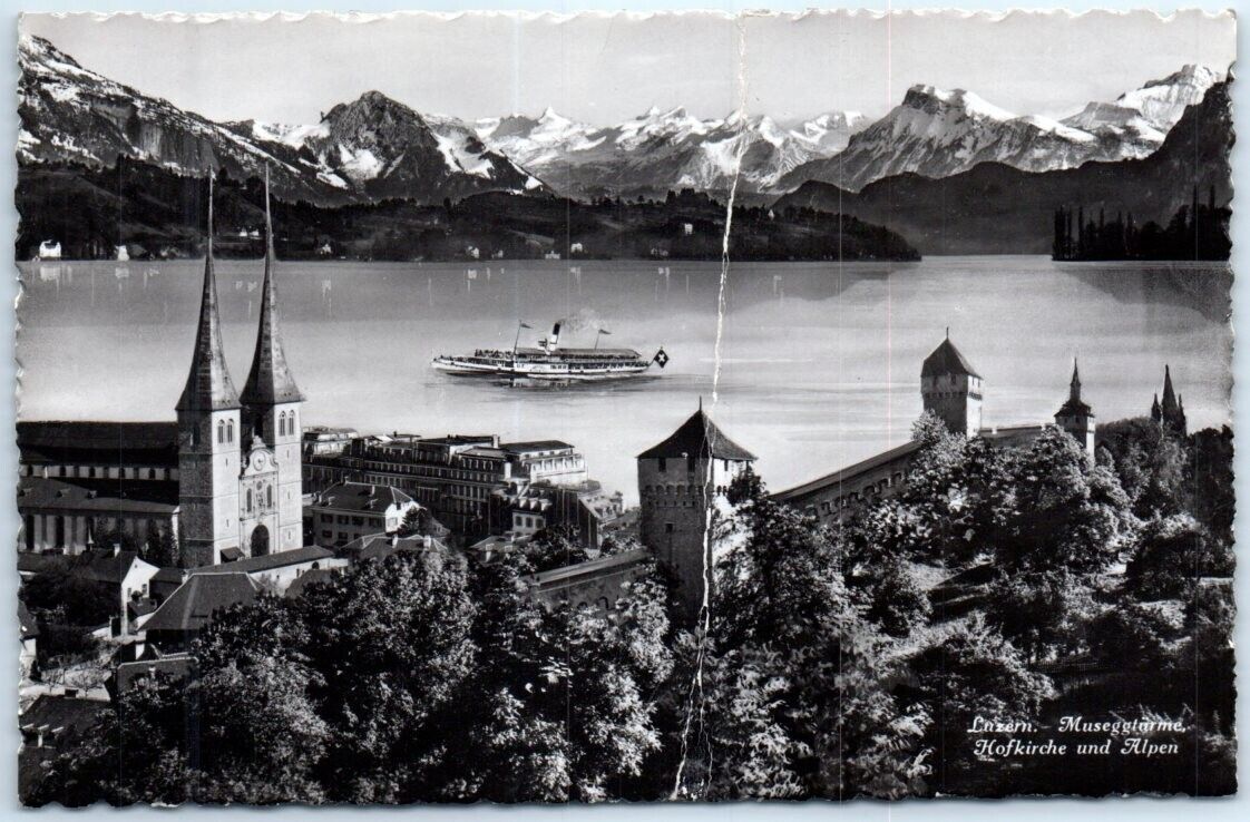 Postcard - Museggtürme, Hofkirde und Alpen - Lucerne, Switzerland