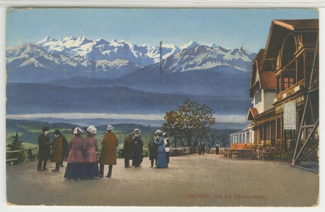 SWITZERLAND Postcard View Of Bernese Alps Town - Zurich 1927 Postmark vintage 10