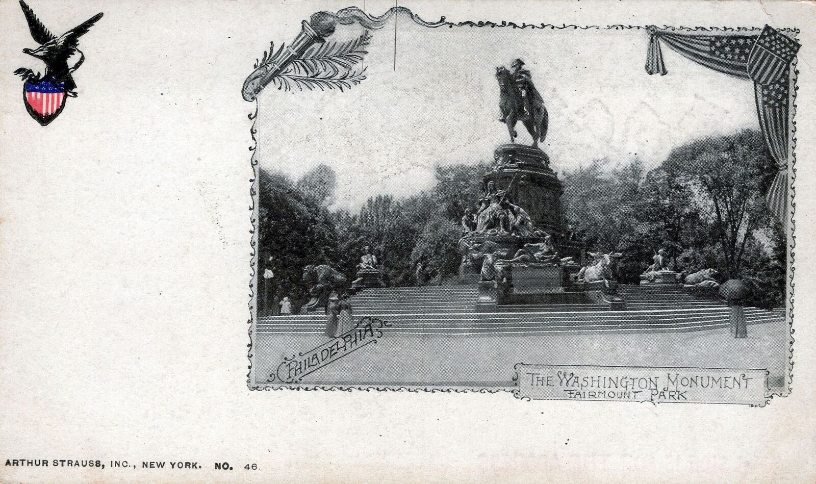 PHILADELPHIA PA - The Washington Monument Fairmount Park Postcard-udb (pre 1908)