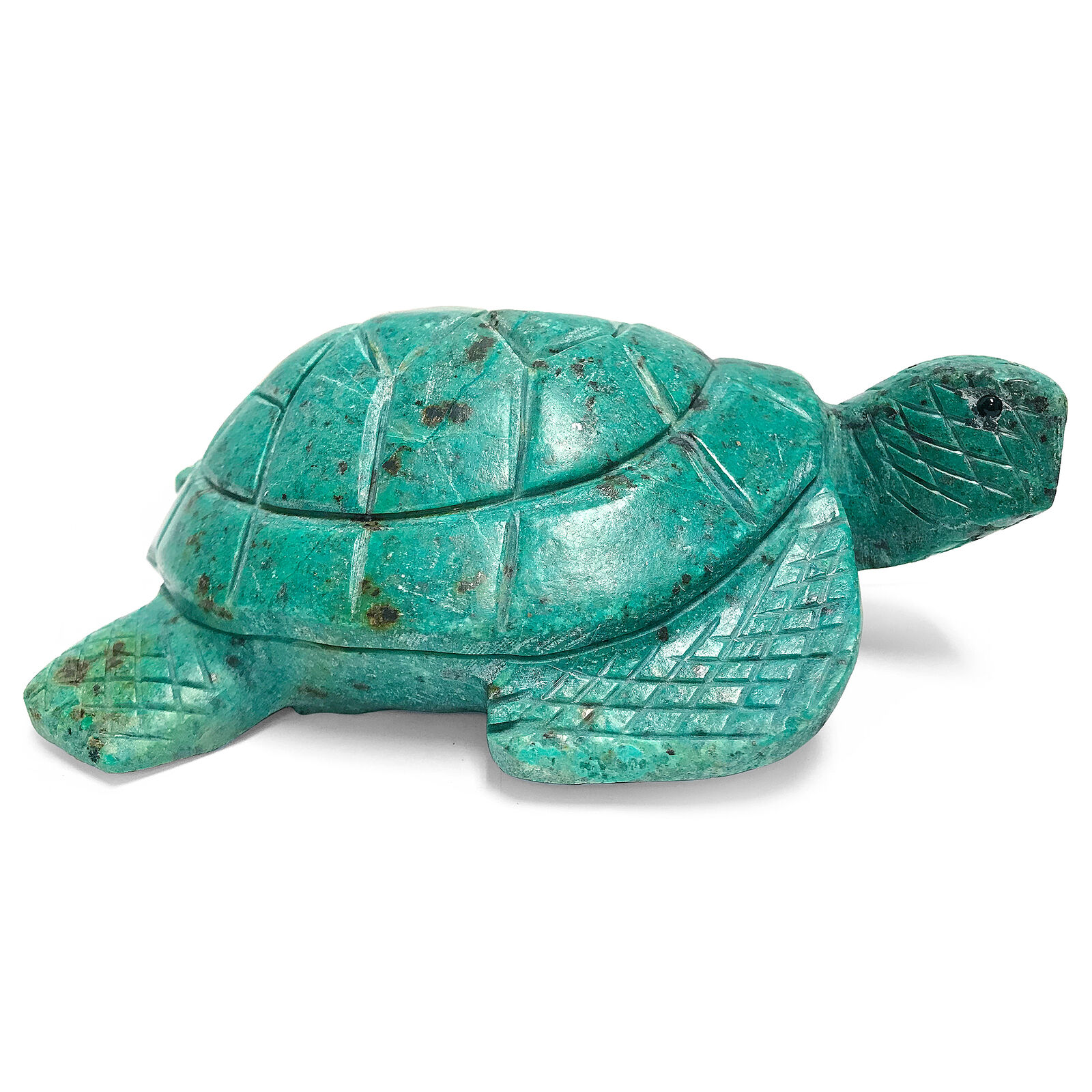 Hand Carved Chrysocolla Turtle Crystal Gemstone Figurine 3.6 Lb #RAN250-B