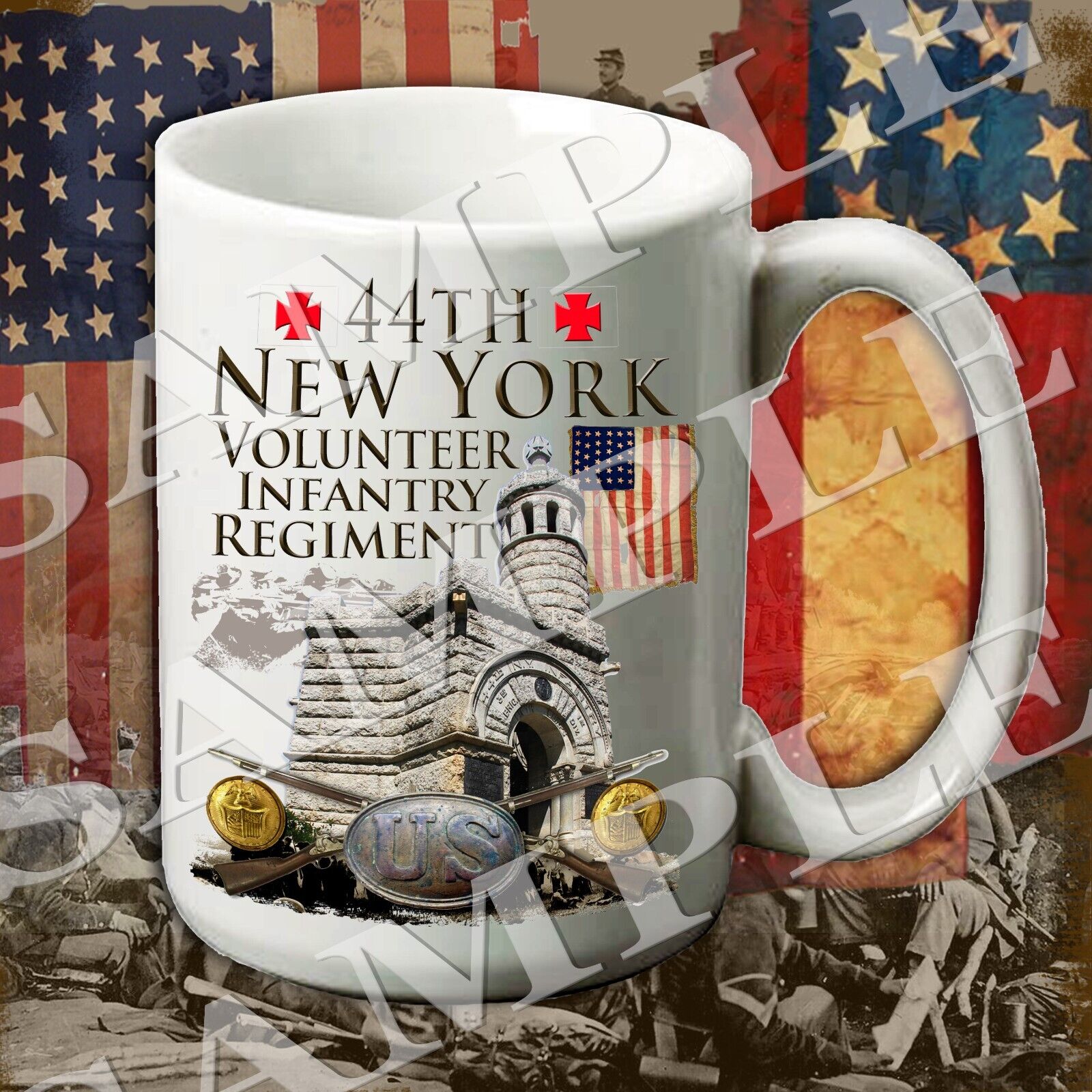 44th New York Infantry 15-ounce American Civil War themed coffee mug/cup
