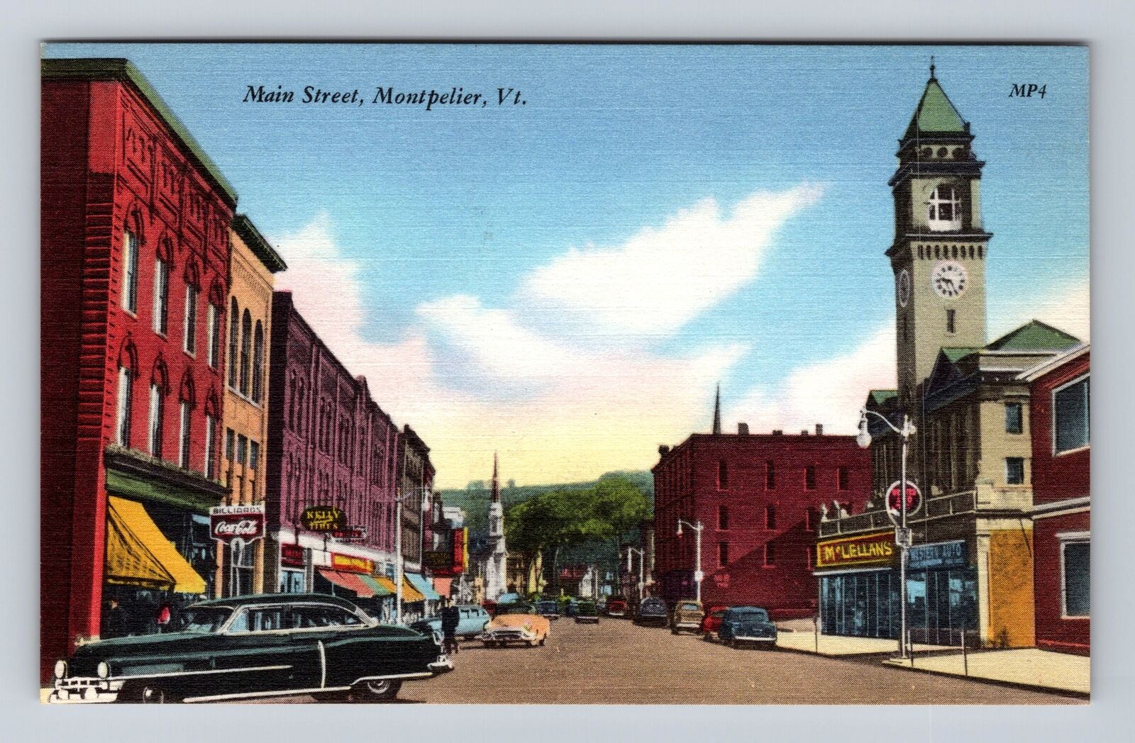 Montpelier VT-Vermont, Main Street, Coca-Cola, Antique, Vintage Postcard