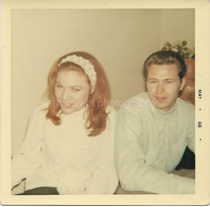 1960\'s Couple FOUND PHOTO Color WOMAN MAN Original Snapshot VINTAGE 010 7