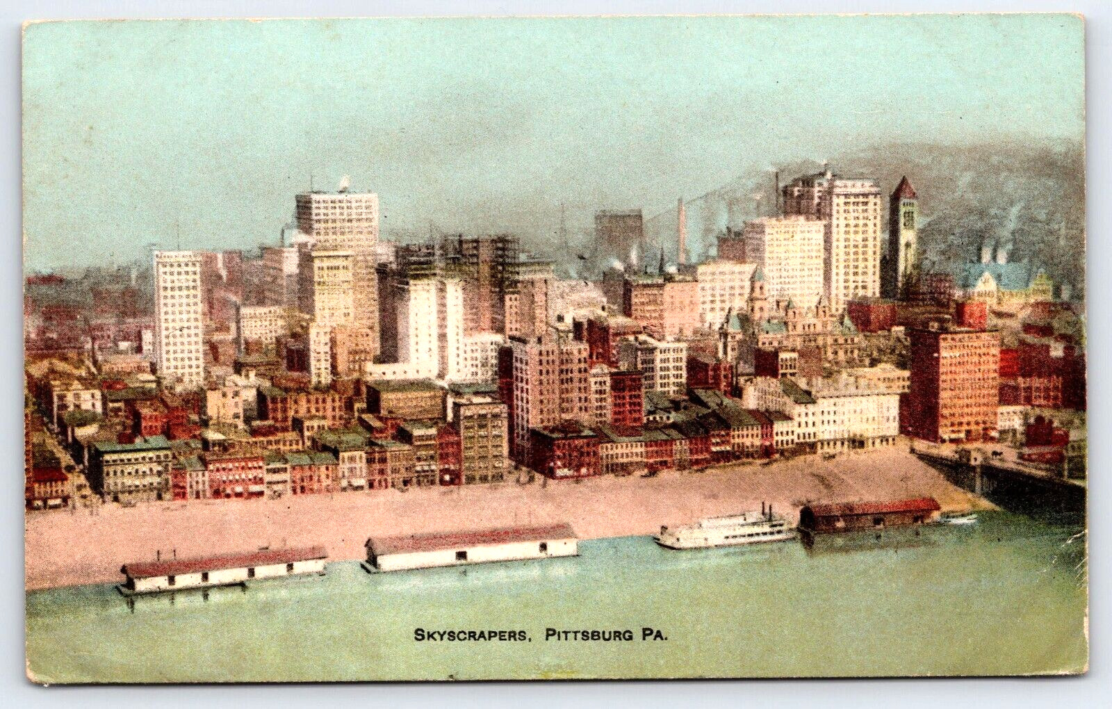 Pittsburg PA-Pennsylvania, Skyscrapers, Buildings, Antique, Vintage Post Card