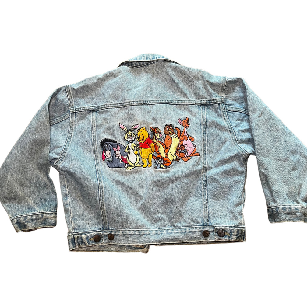 Vintage 1990s Kids Disney Store Denim Jacket Embroidered Size Medium