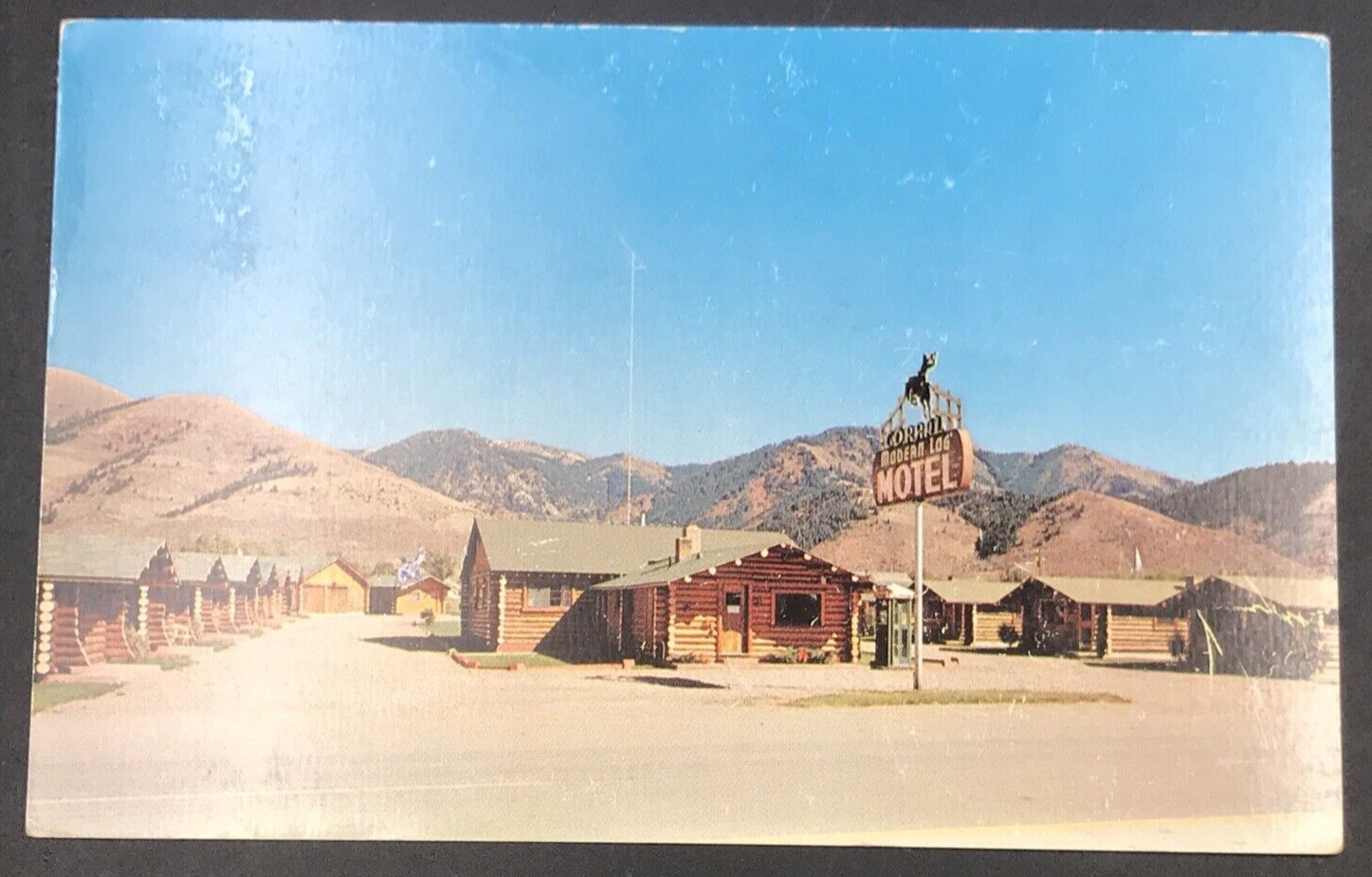 1961 Corral Modern Log Motel Afton WY Wyoming Advertising Postcard