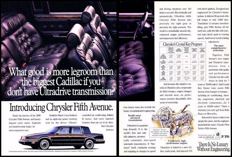 1991 Chrysler Fifth Avenue 2-page Vintage Advertisement Print Car Art Ad J9