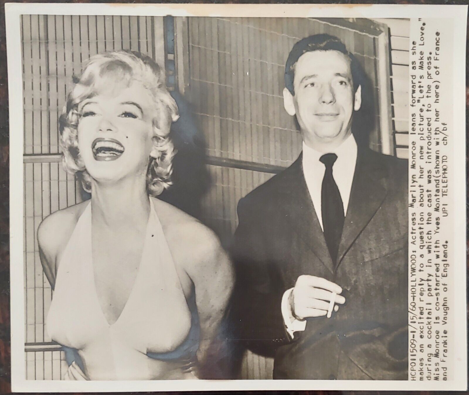 1960 Marilyn Monroe Original Gelatin Silver UPI Photo 8x10 'Let's Make Love'