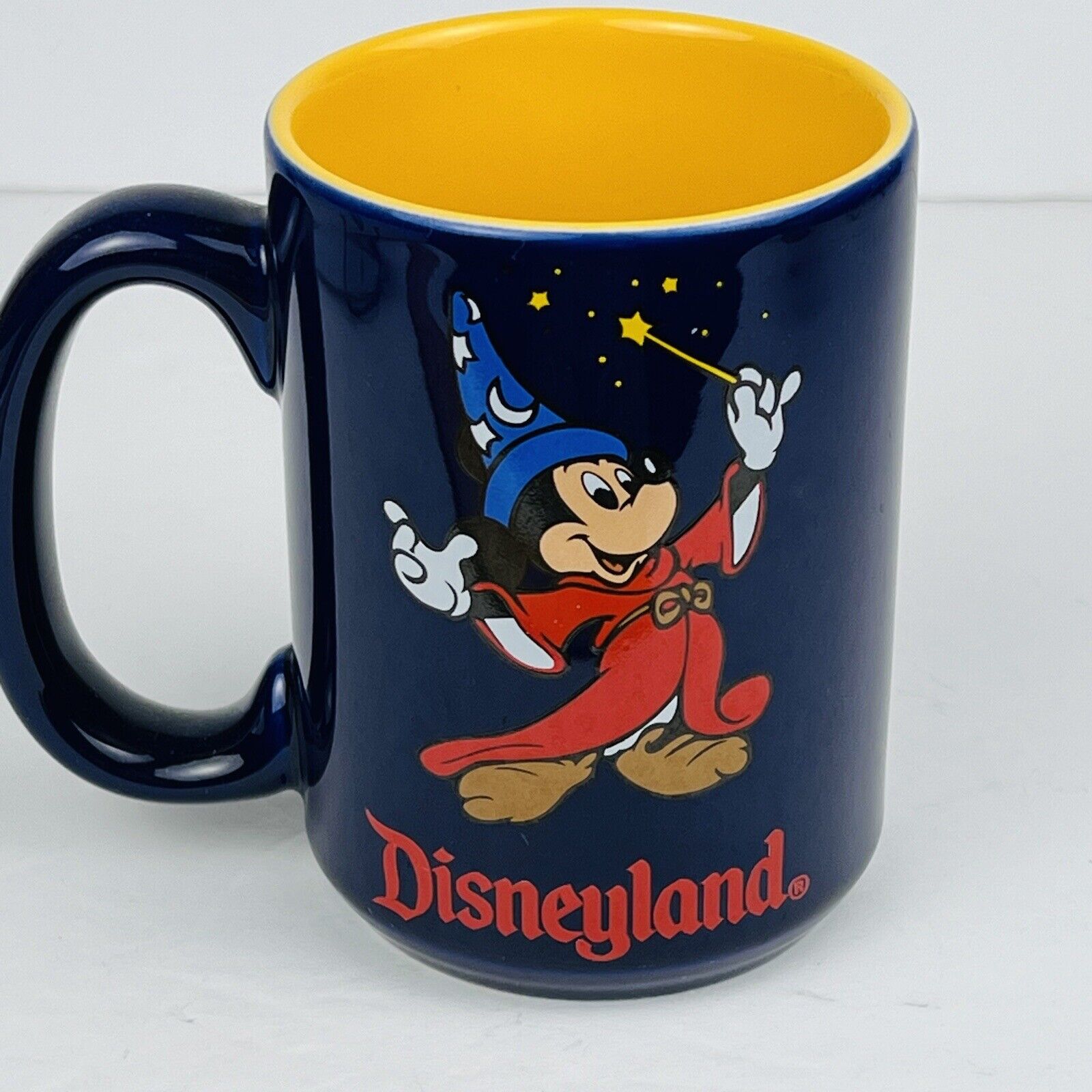 Mickey Mouse Fantasia Coffee Mug Walt Disney World Dark Blue & Gold 14oz