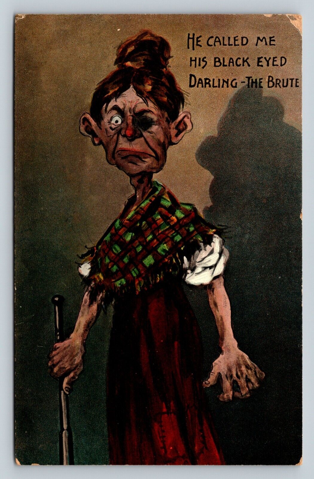 Early 1900s He Called Me His Black Eyed Darling, The Brute VINTAGE Postcard