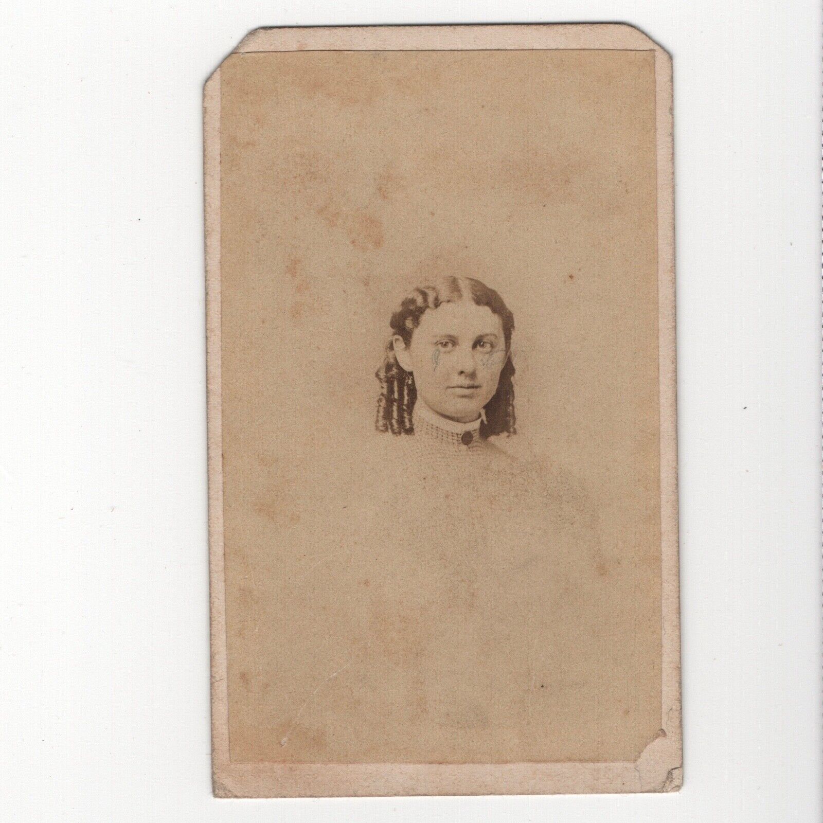 Antique Carte De Visite CDV Card Photograph Woman Head Bust Portrait W.H.Sherman