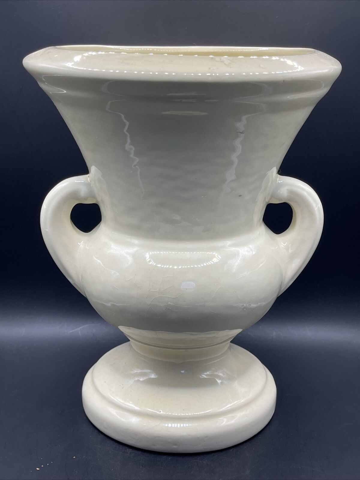 Cream Porcelain Urn Vase Handles