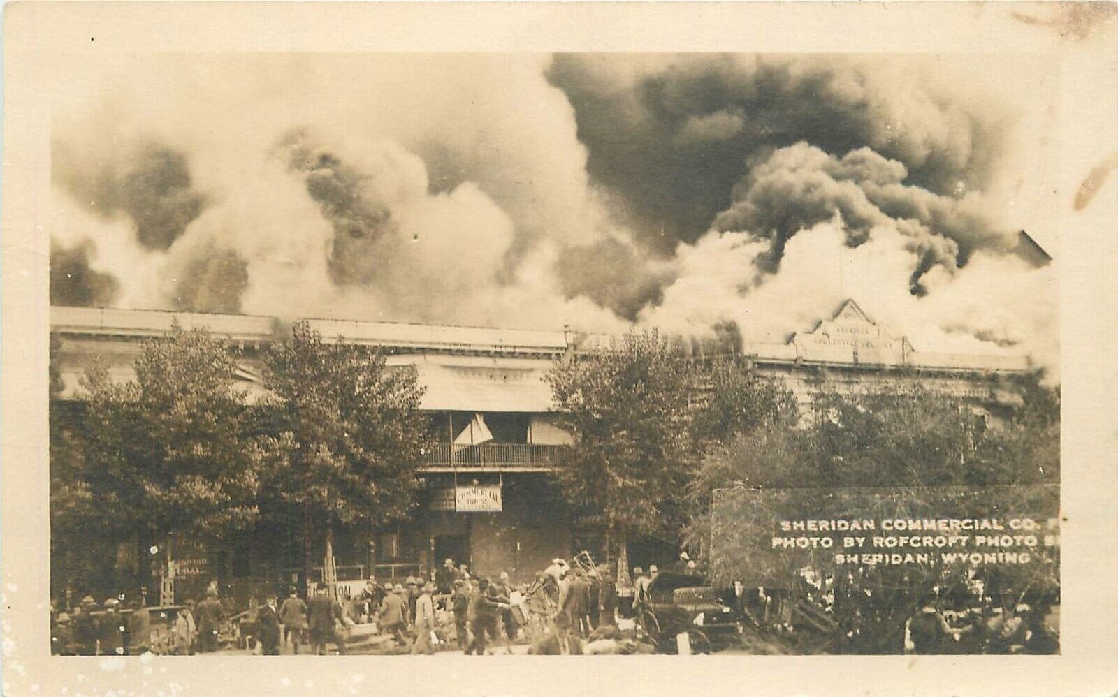 Postcard 1920s RPPC Wyoming Sheridan commercial company fire disaster 23-11965