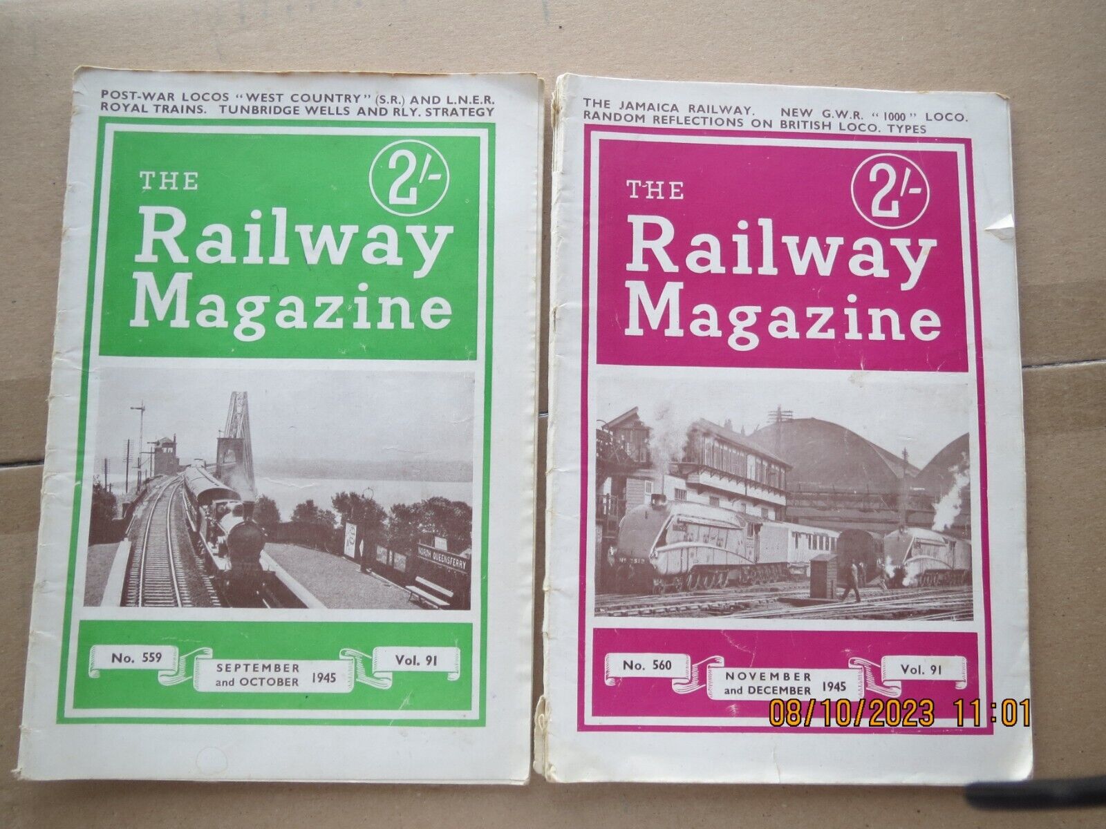 The Railway Magazine (pair) : Sep. to Dec. 1945  Vol 91  Nos 559 & 560.