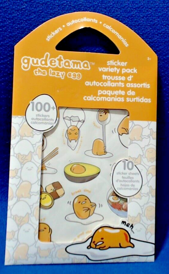 Gudetama The Lazy Egg Sticker Variety Pack 10 Sheets per pack = 100+ Stickers 
