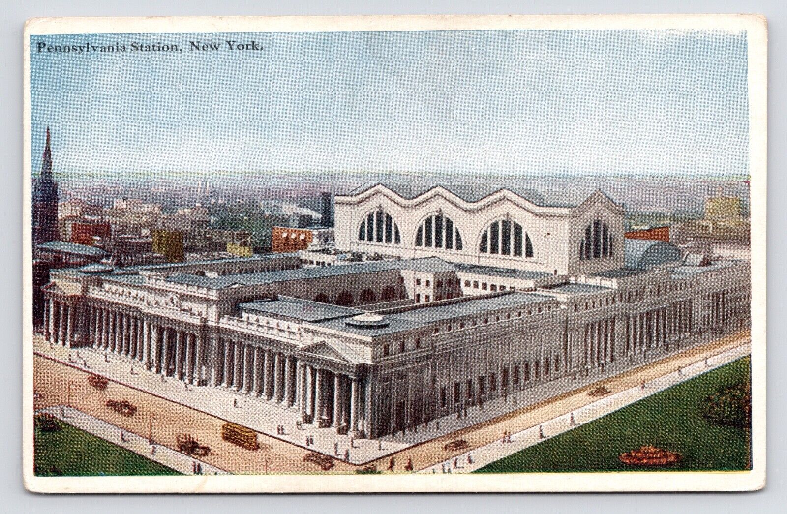 c1920s~Pennsylvania Railroad Station~Aerial View~New York City NY~VTG Postcard