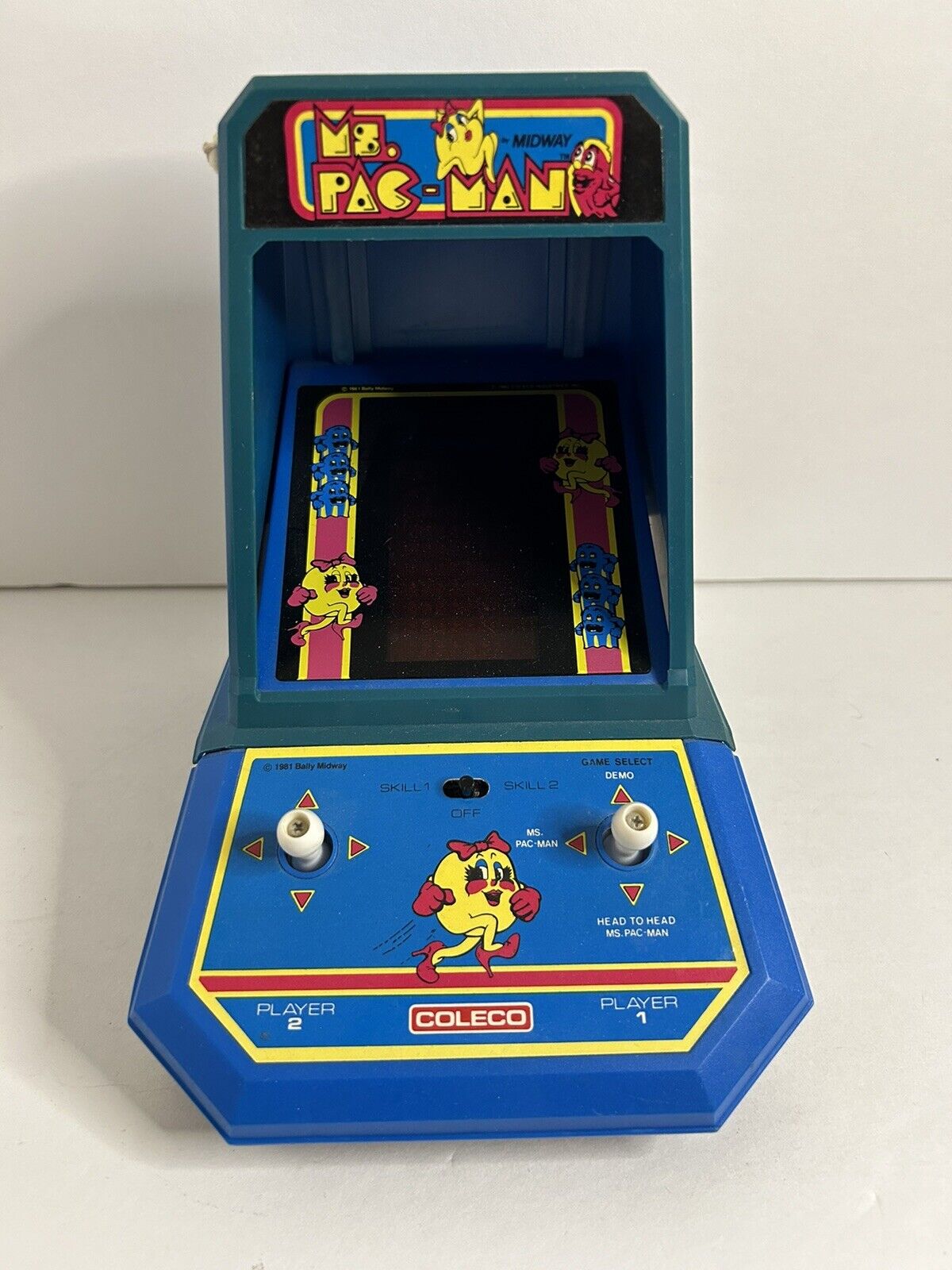 Vintage 1981 Ms. PAC-MAN Mini Tabletop Arcade Video Game Coleco Midway WORKS