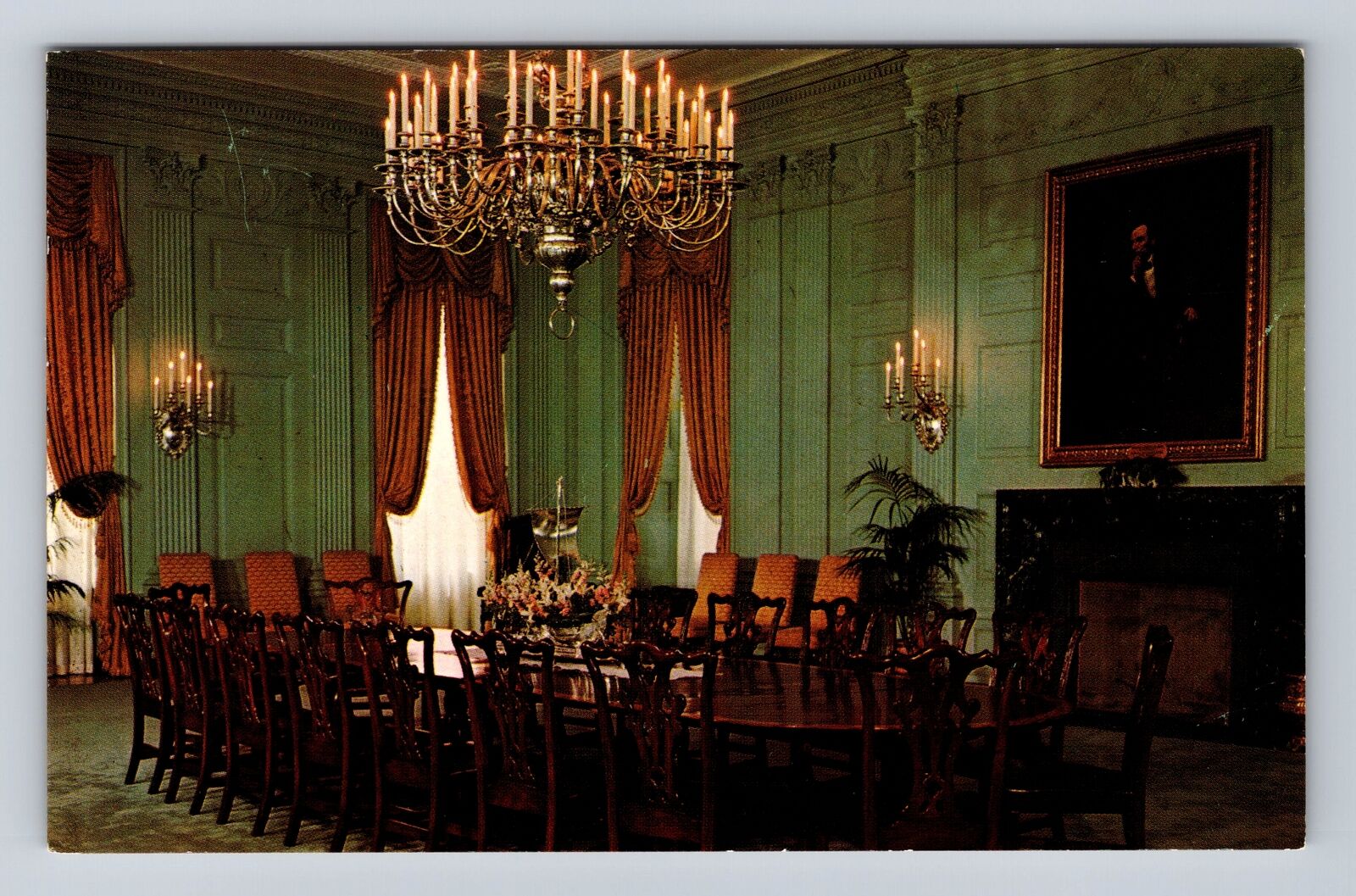 Washington DC- State Dining Room, Antique, Vintage Souvenir Postcard