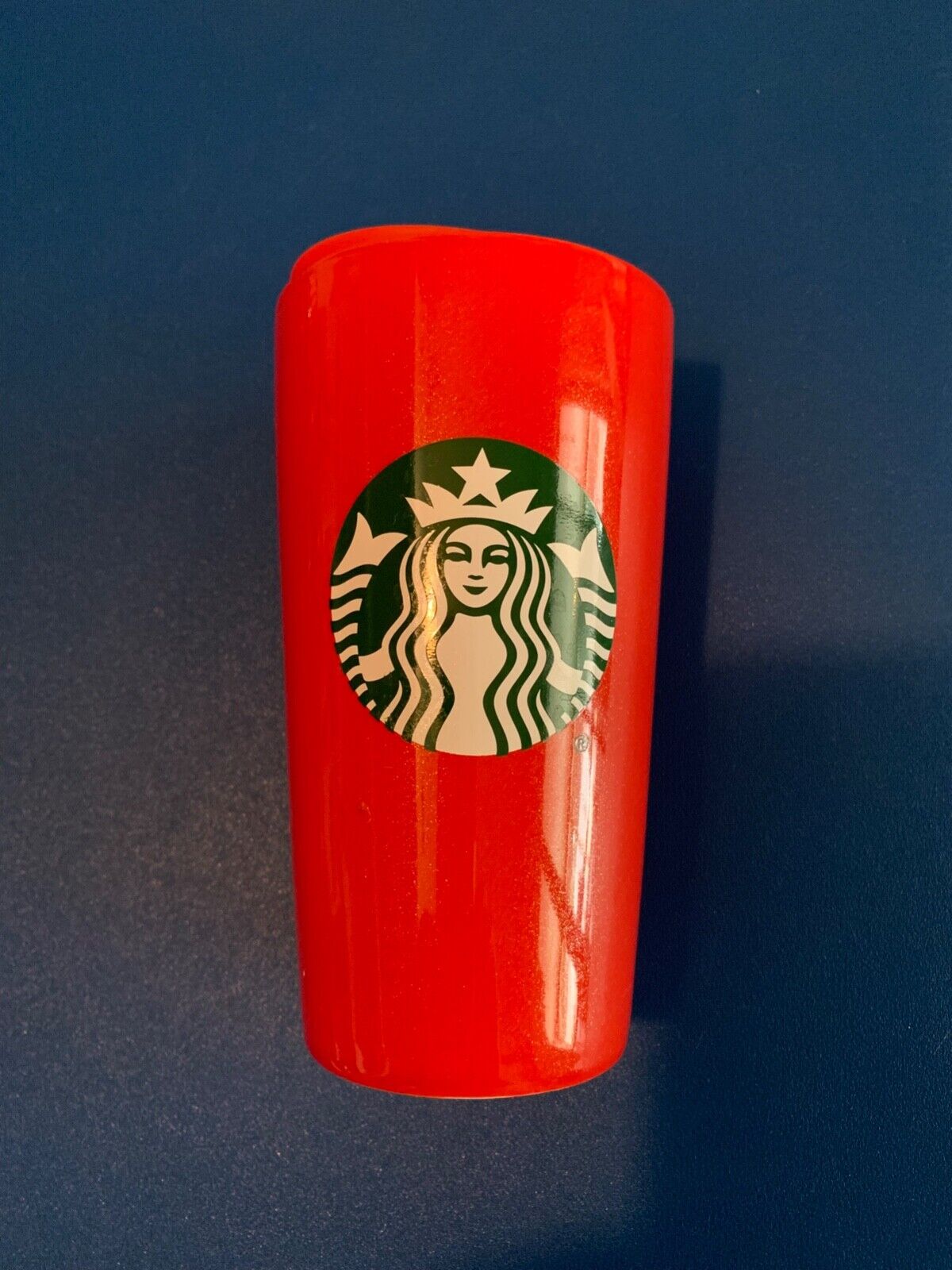 Starbucks Red Tall Ceramic Coffee Tea Travel Mug w/Lid, 12 oz