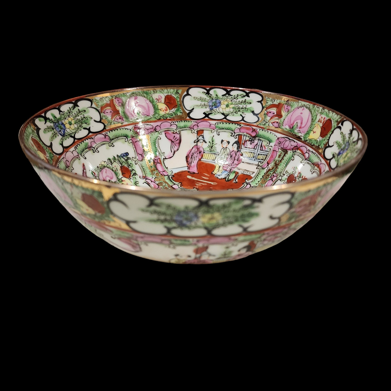 Japan Porcelain Rose Medallion Large Salad Serving Bowl