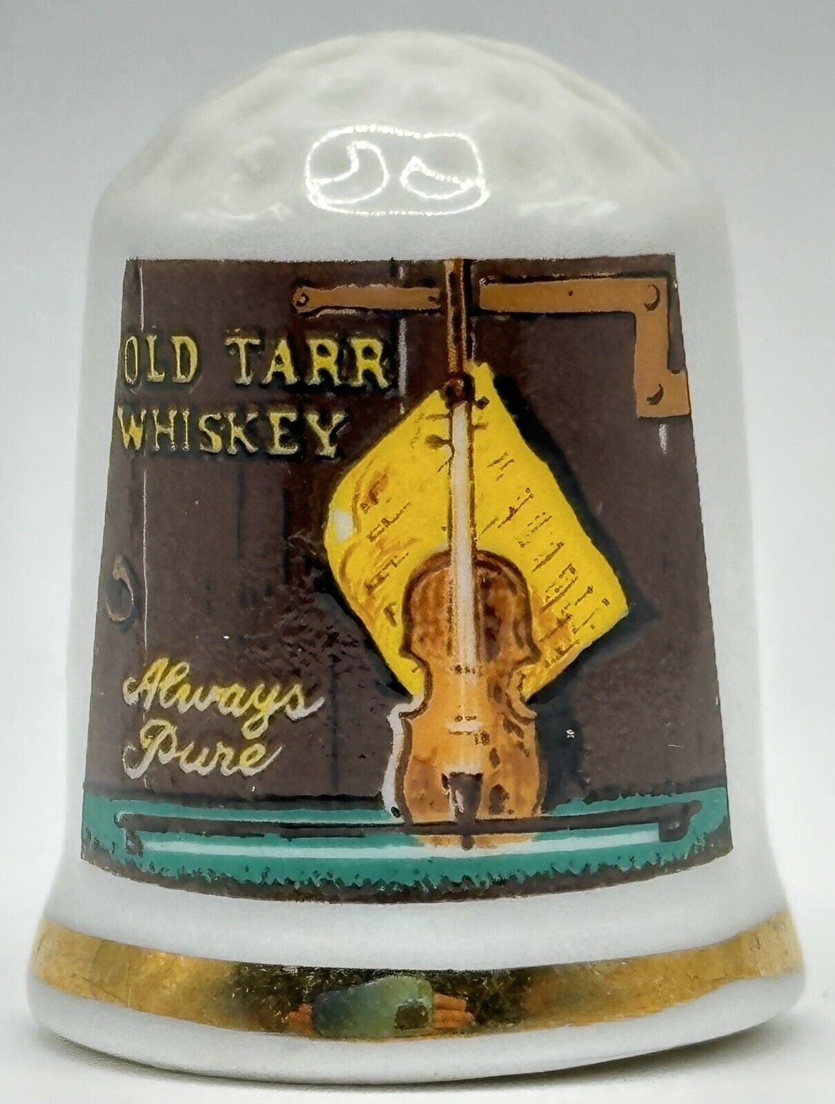 Vintage Old Tar Whiskey Porcelain Thimble Always Pure
