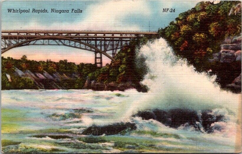 Vintage Postcard Bridge & Whirlpool Rapids Niagara Falls New York 1954     13307