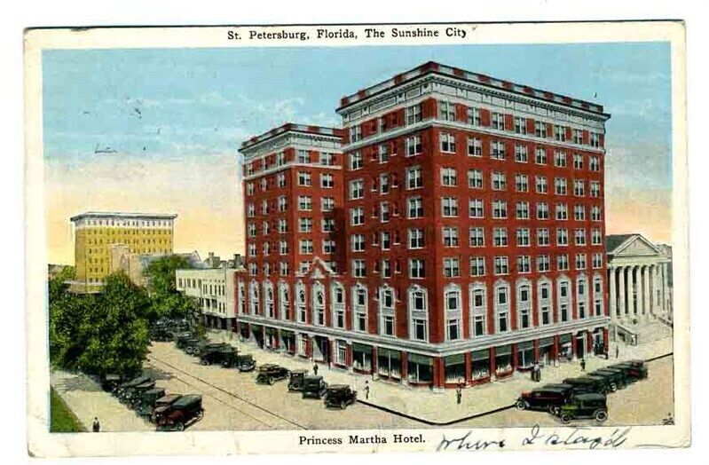 Princess Martha Hotel Postcard St Petersburg Florida 1929
