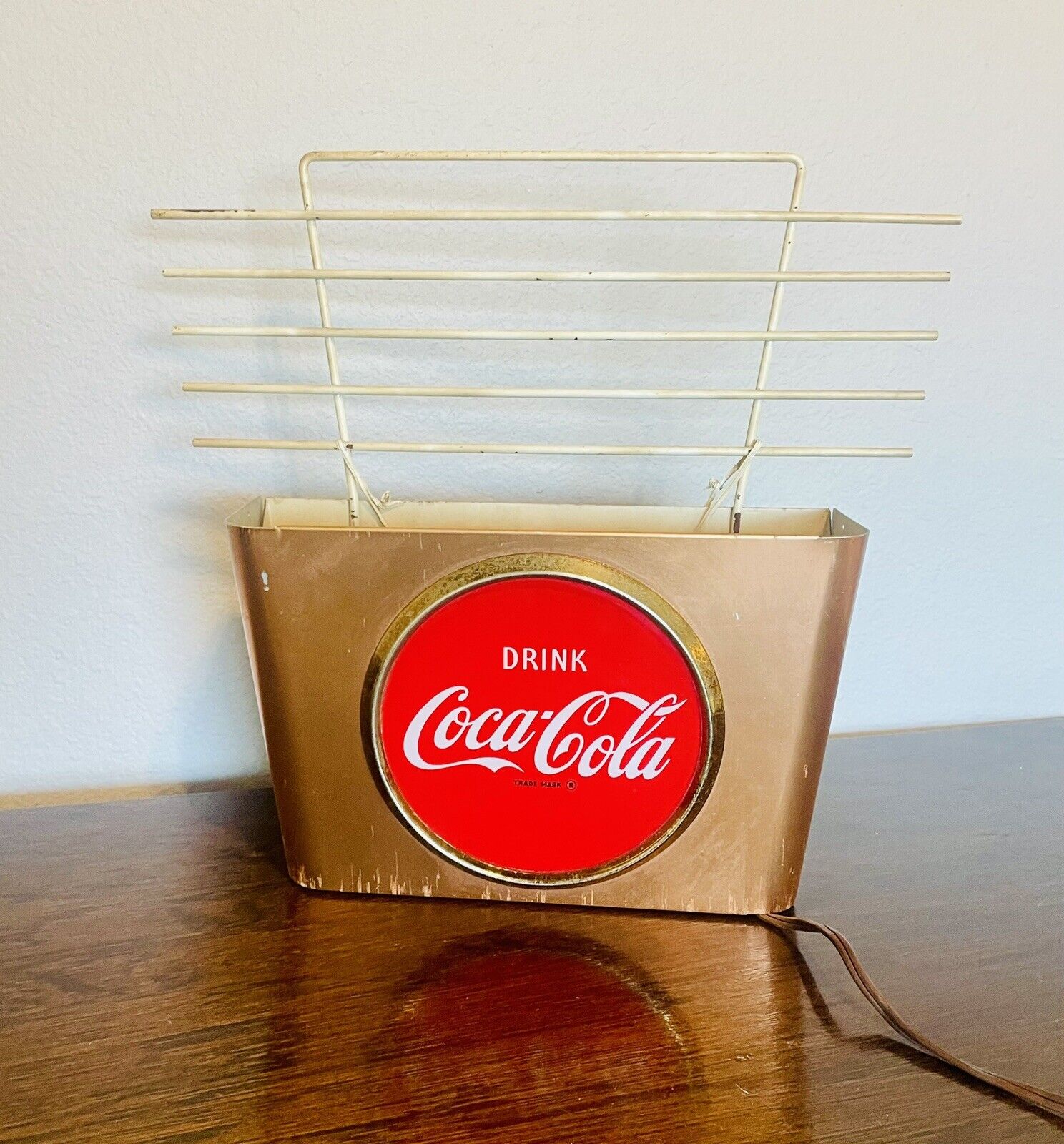 Vintage MCM 1950’s Coca Cola Lighted Wall Sconce Advertising Sign