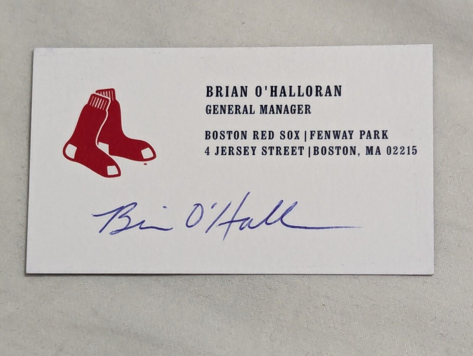 Brian O\' Halloran Autograph Boston Red Sox GM Signed Business Card
