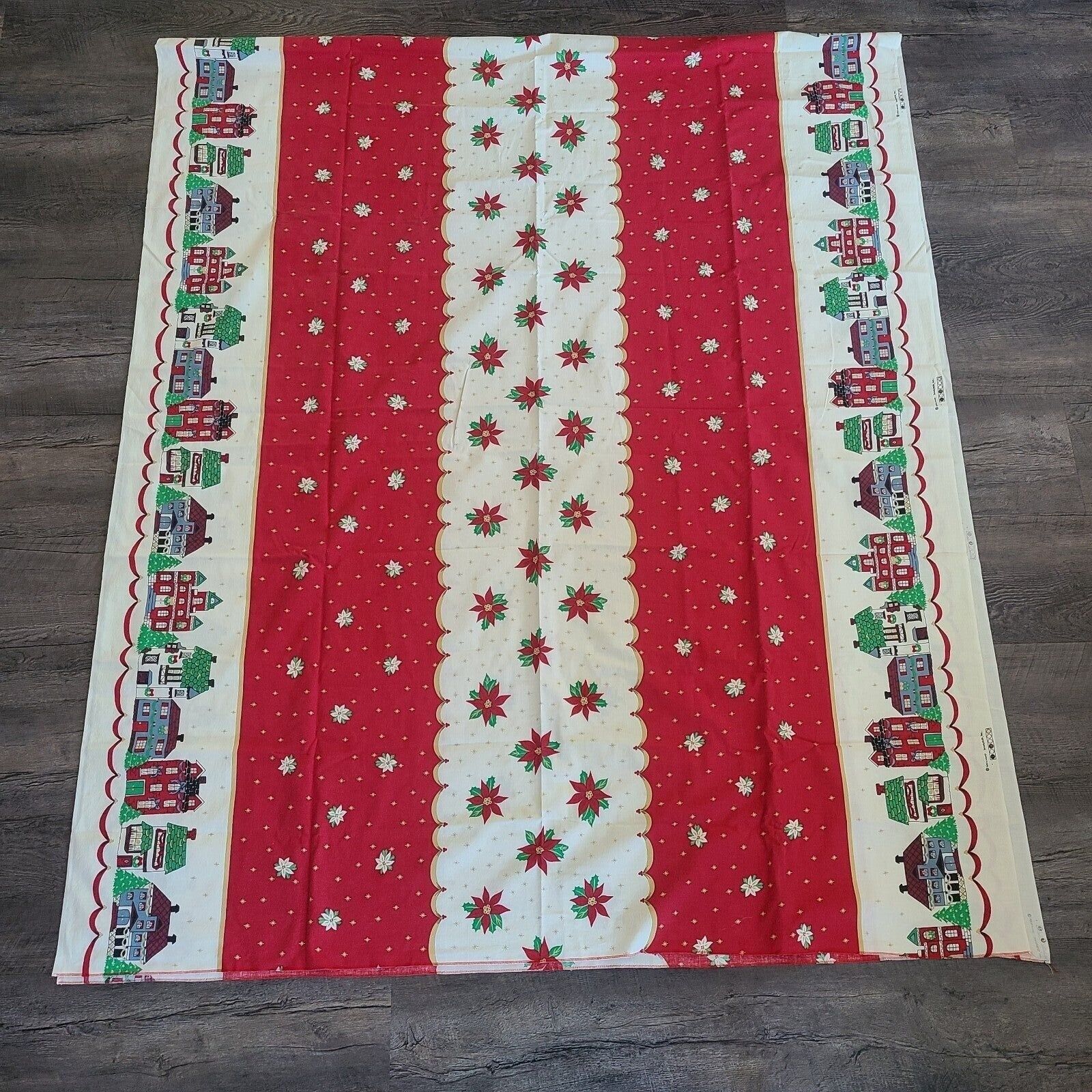 Vintage Weilwood Fabric Christmas 10ft Tablecloth etc