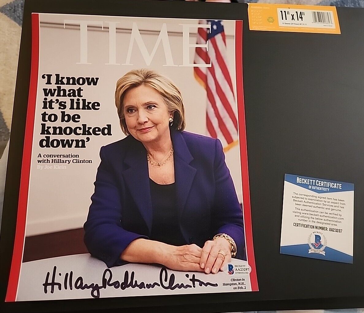 Hillary Rodham Clinton Signed 8x10 Rare Full Signature Beckett COA