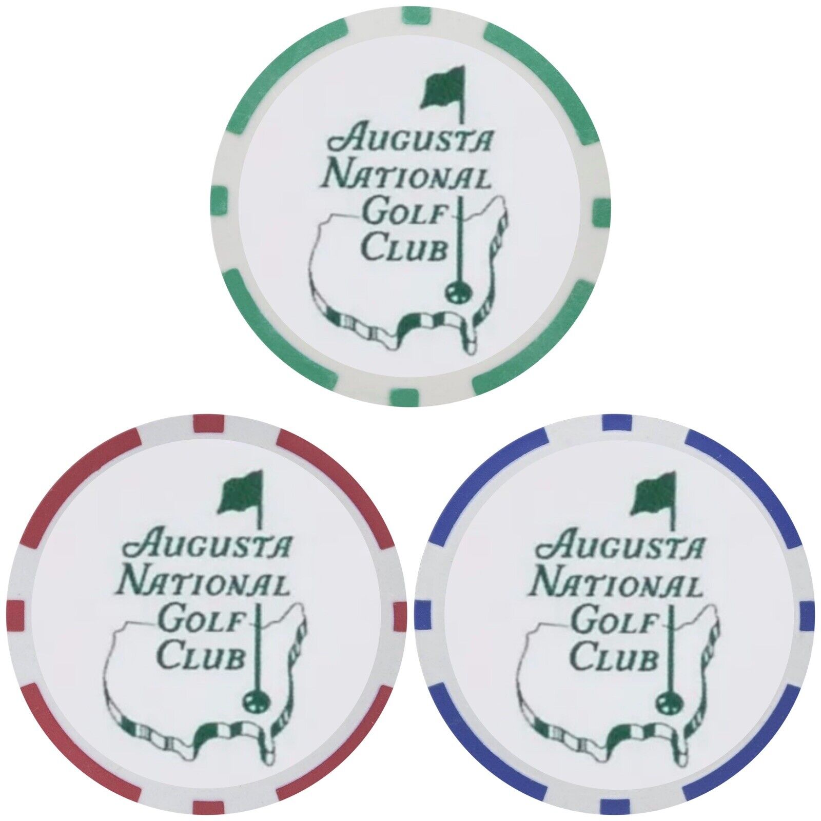 (3) Augusta National Golf Club - Poker Chip Golf Ball Marker