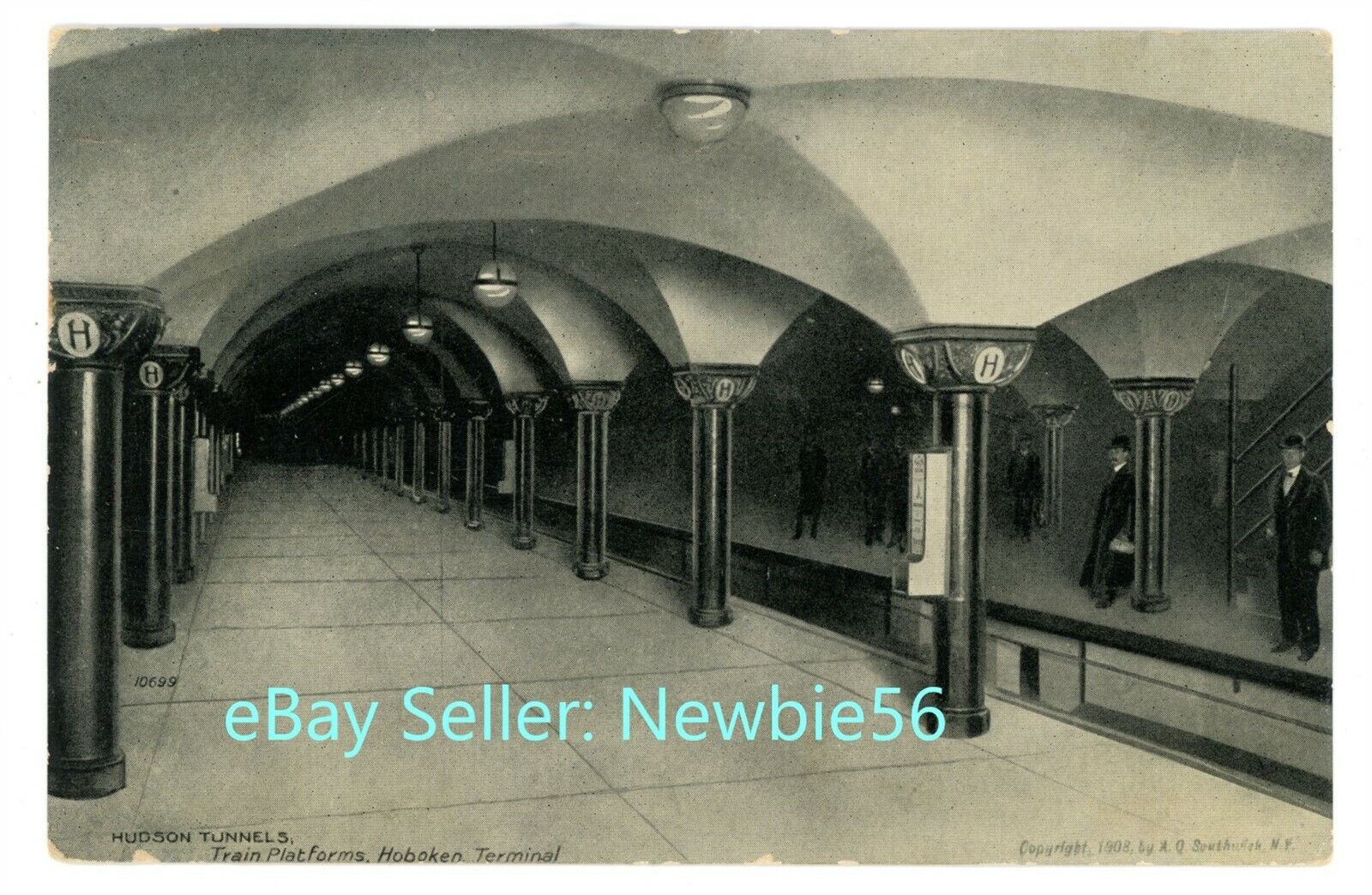 Hoboken NJ - TRAIN PLATFORMS TO NYC IN RAILROAD STATION - Postcard
