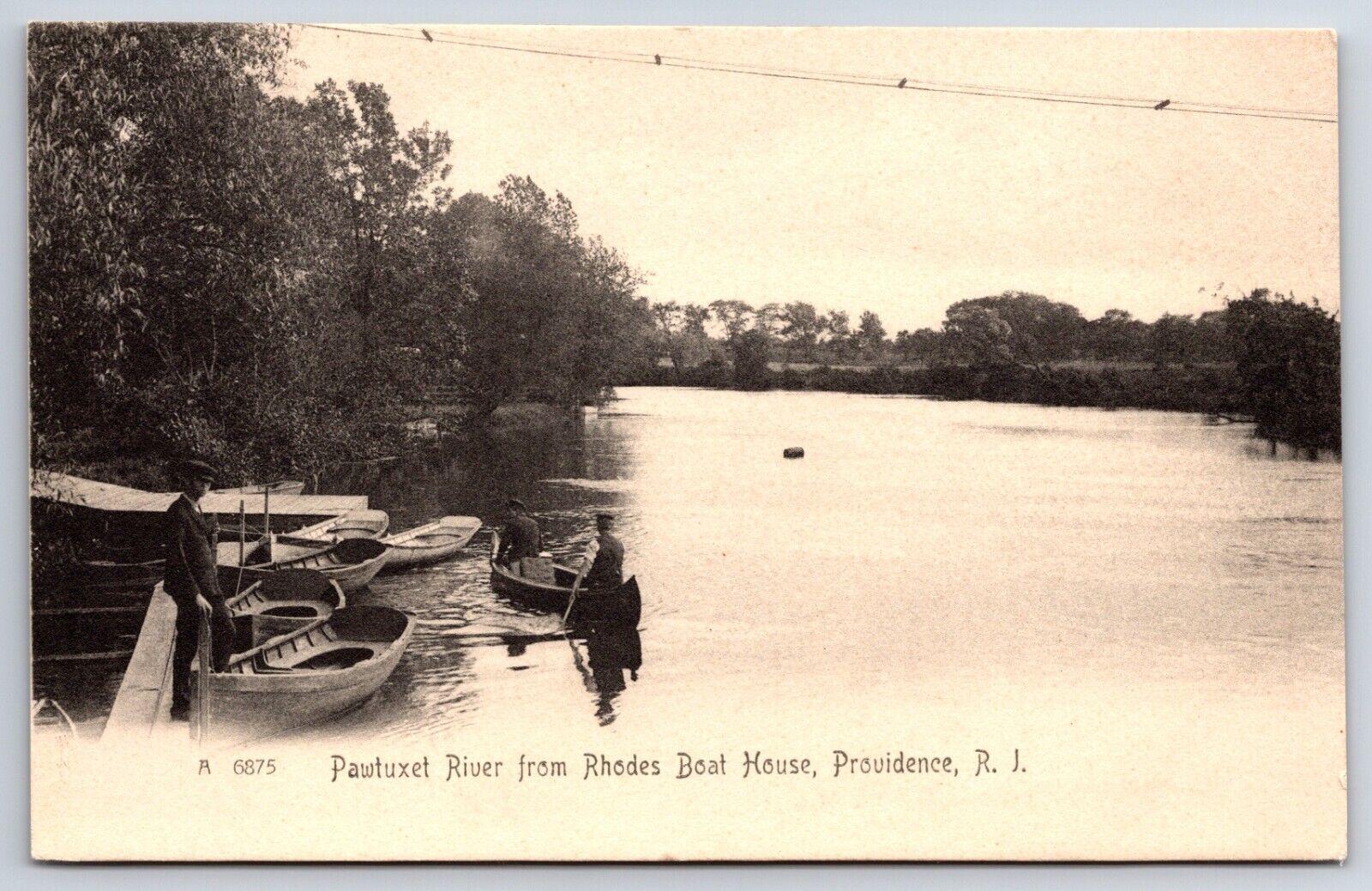 Pawtuxet River Rhodes Boat House Providence Rhode Island RI 1900\'s Vtg Postcard