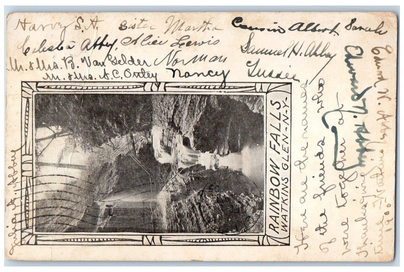 1905 Rainbow Falls Watkins Glen New York NY, Waterfalls Posted Antique Postcard