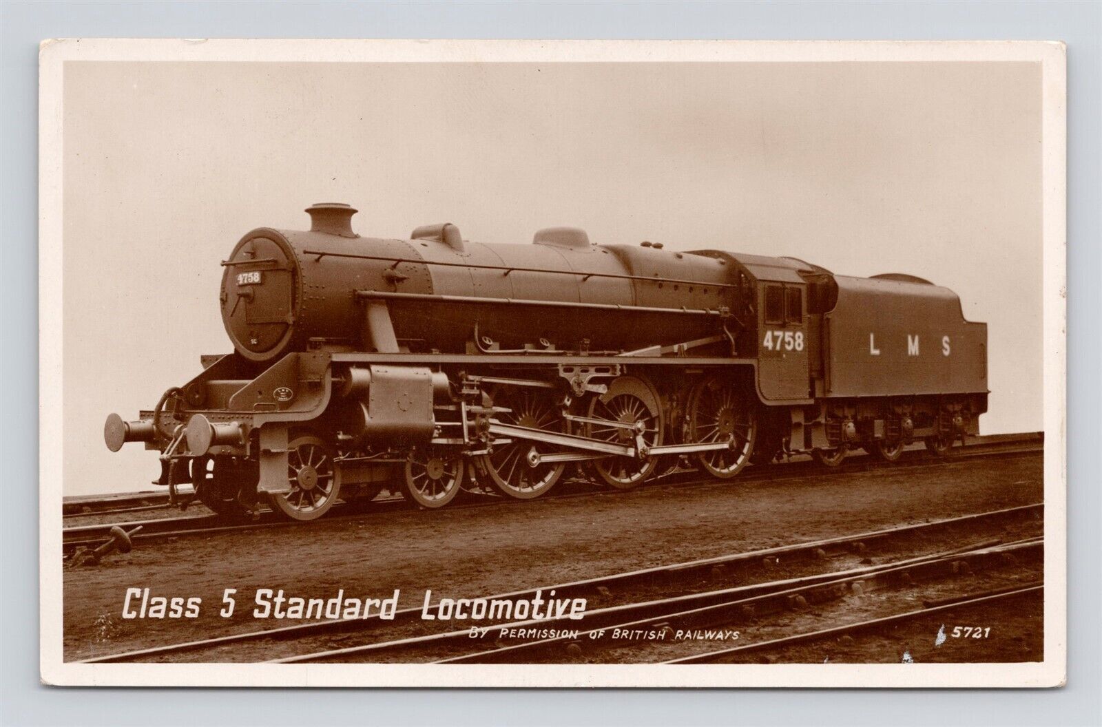 LMS 4758 Class 5 Standard Locomotive British Railways Real Photo RPPC Postcard