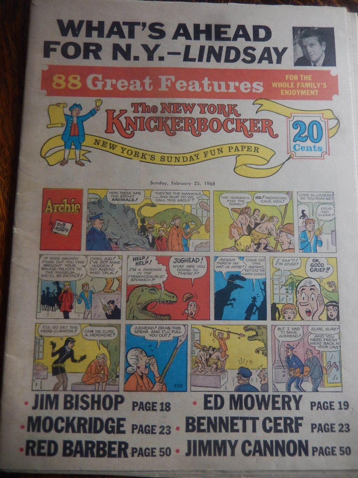 KNICKERBOCKER  New York The - Sunday February 25 1968 - NY News Paper
