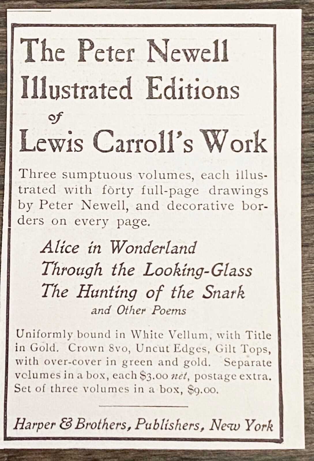 1905 Harper Bros. Book Print Ad for LEWIS CARROLL\'S WORK Alice in Wonderland,etc