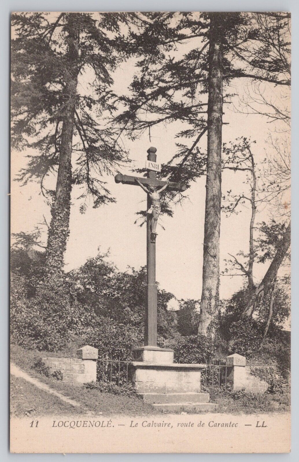 Locquenole France, Calvary on Route to Carantec, Vintage Postcard