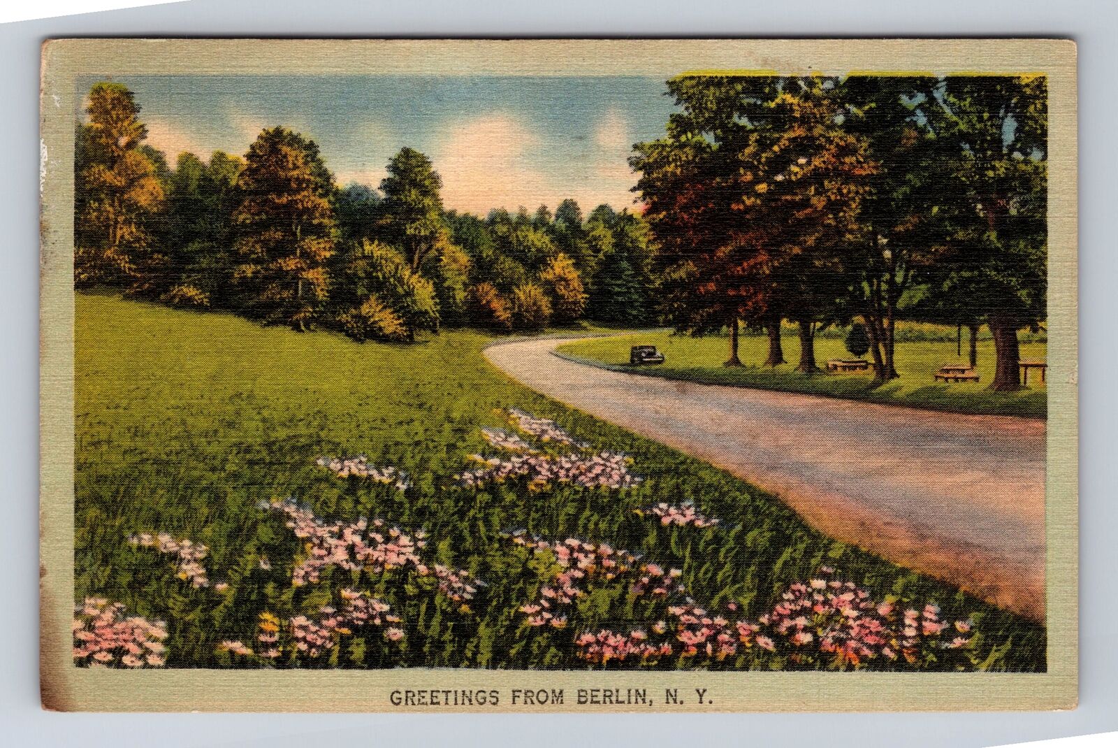 Berlin NY-New York, Scenic Road Greetings, Antique, Vintage c1944 Postcard